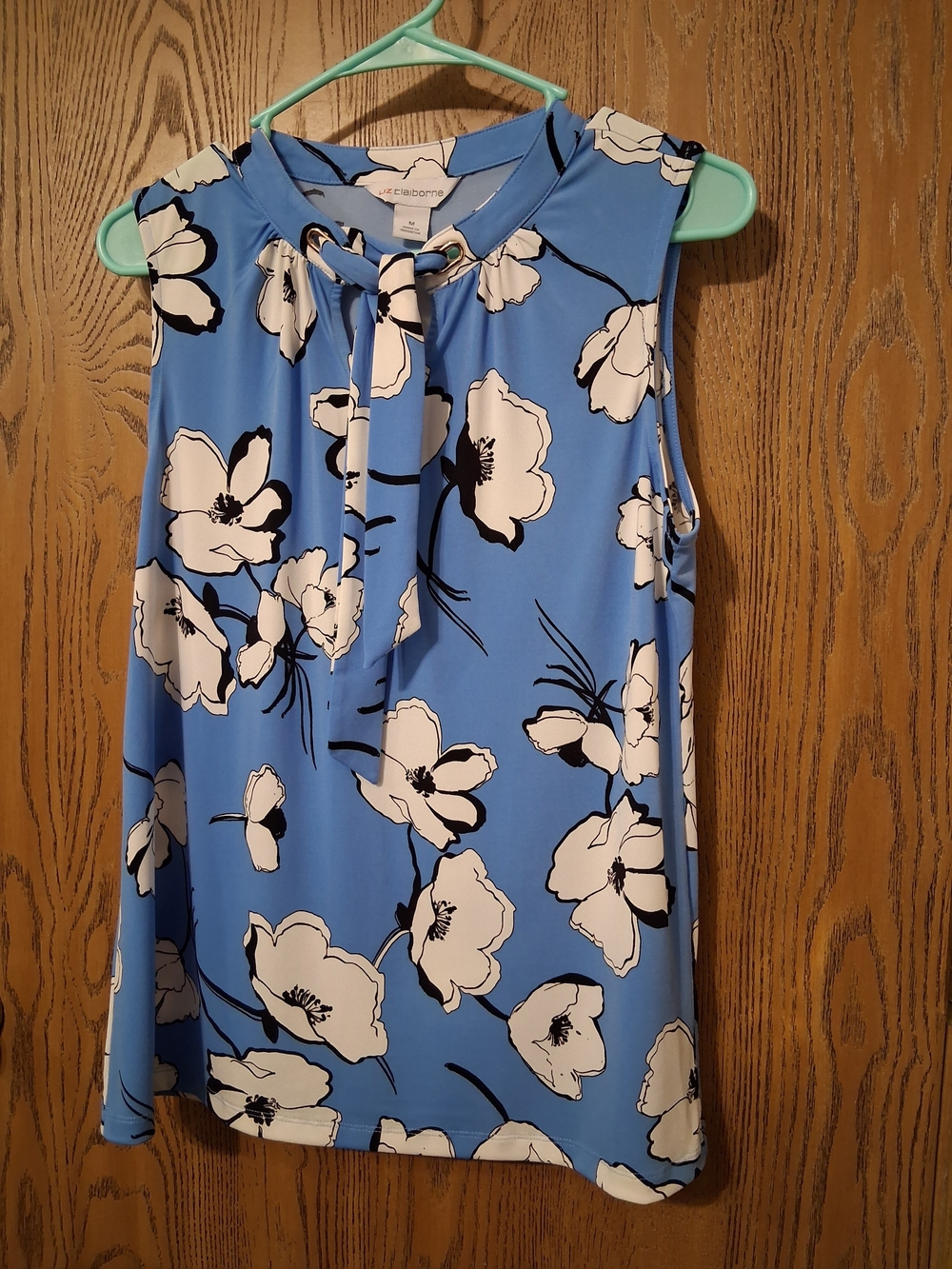 Liz Claiborne Blue Floral Tie-Neck Sleeveless Camisole